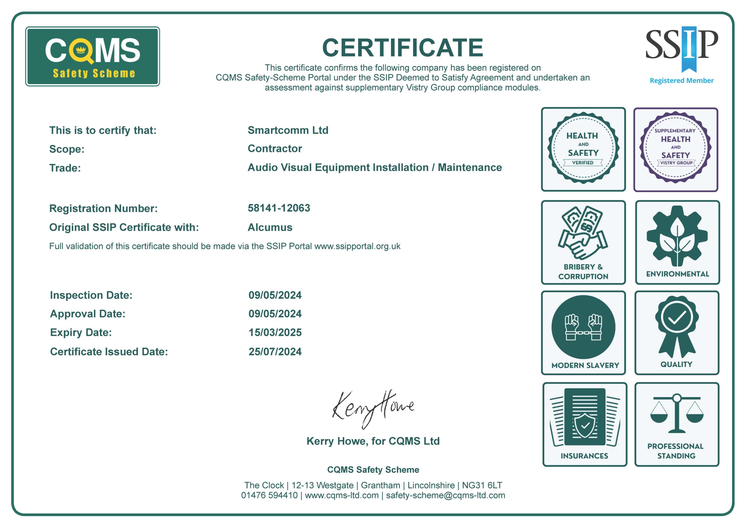 CQMS Certificate HSE